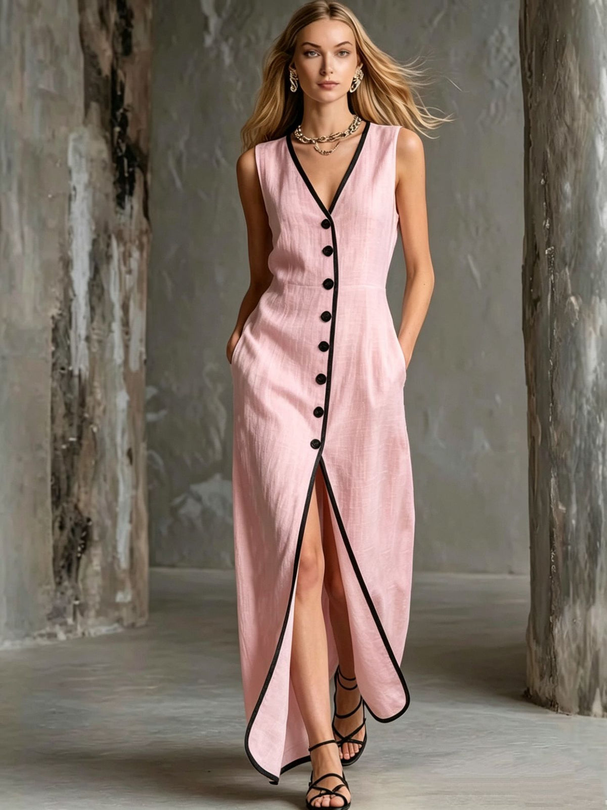Ärmelloses Resort-Kleid mit Schlitz – Bild 3 | LuxeStyle