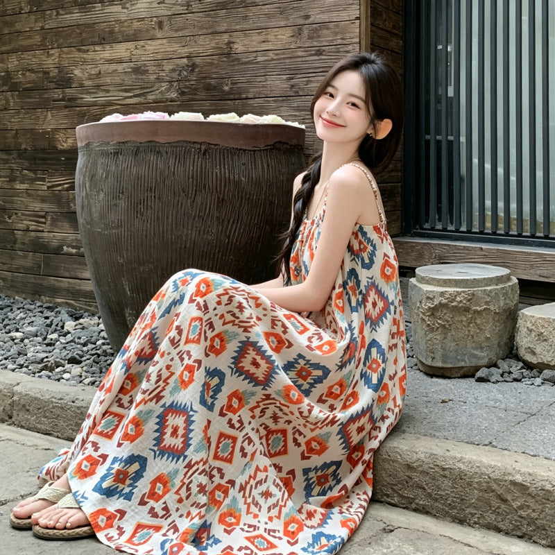 Boho-Kleid mit Ethno-Print und A-Linie