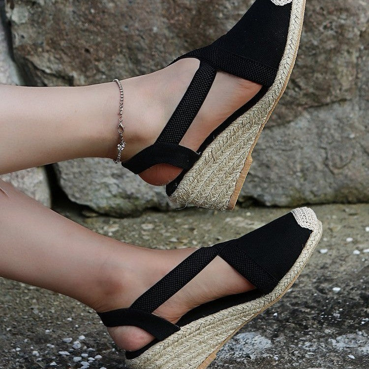 Keilsandalen mit Stroh-Details | LuxeStyle