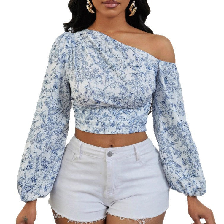 Asymmetrisches Schulterpuff-Shirt für Damen | LuxeStyle
