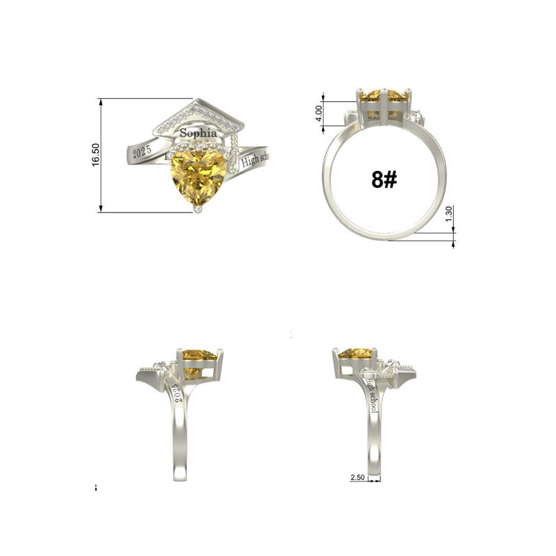Personalisierter Bachelor-Ring mit Geburtsstein
