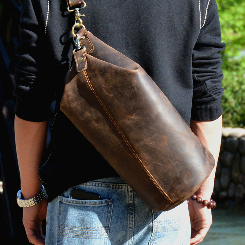 Brusttasche "Crazy Horse" Leder Braun – Bild 5 | LuxeStyle
