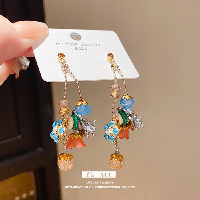 Rhinestone Crystal Flower Teardrop Ohrringe