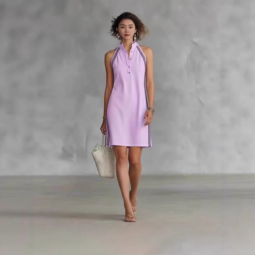 Gestreiftes Mini-Kleid mit hohem Taillenschnitt – Bild 2 | LuxeStyle