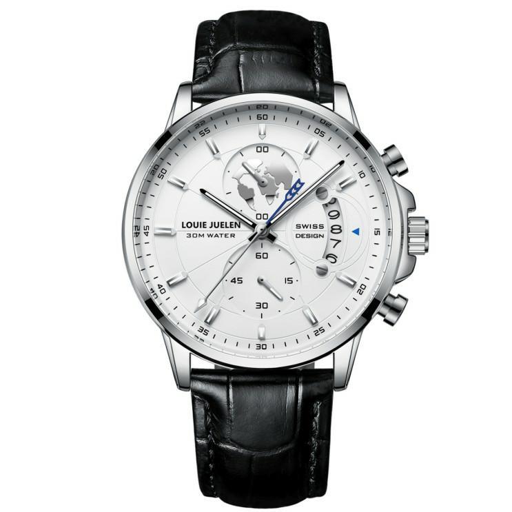 Business Herrenuhr mit Leuchtzeigern und Lederarmband