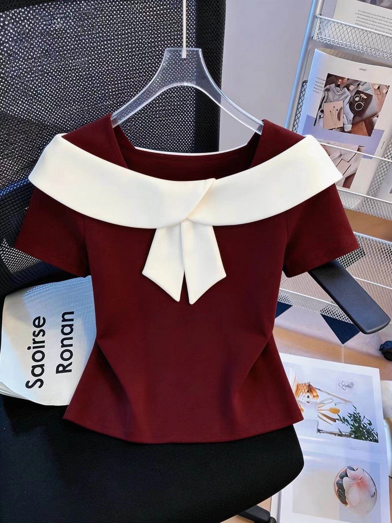 Kurzarm-T-Shirt Top mit gebürsteter Textur – Ansicht 6