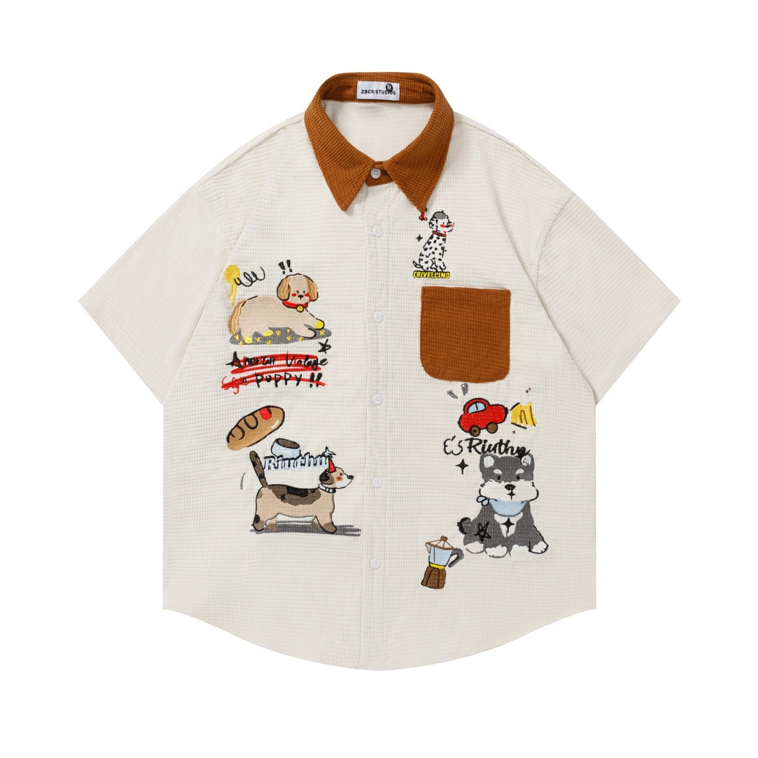 Unisex Waffelpiqué-Shirt mit Hunde-Print