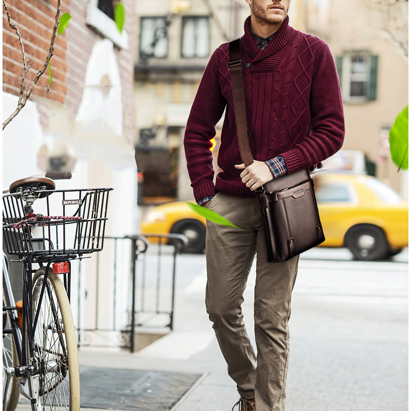 Quadratischer Herren-Umhängetasche aus PU-Leder | LuxeStyle