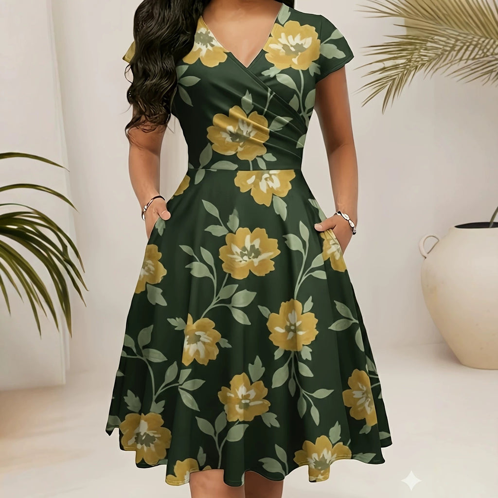 Damen A-Linien Midikleid mit Blumenmuster – Bild 5 | LuxeStyle