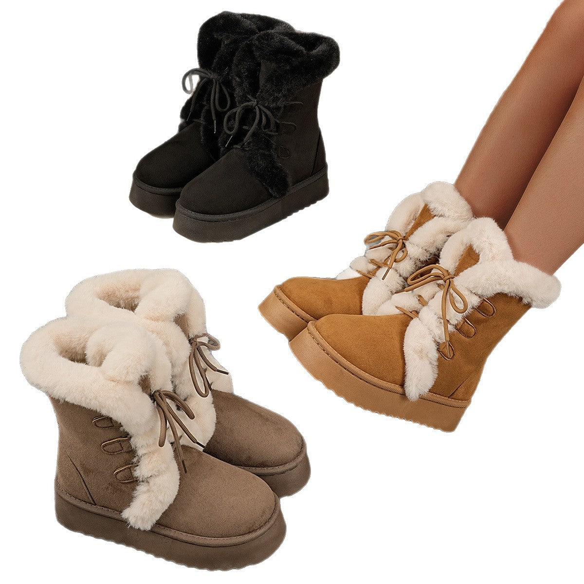 Damen Freizeit-Baumwollschuhe mit dicker Sohle