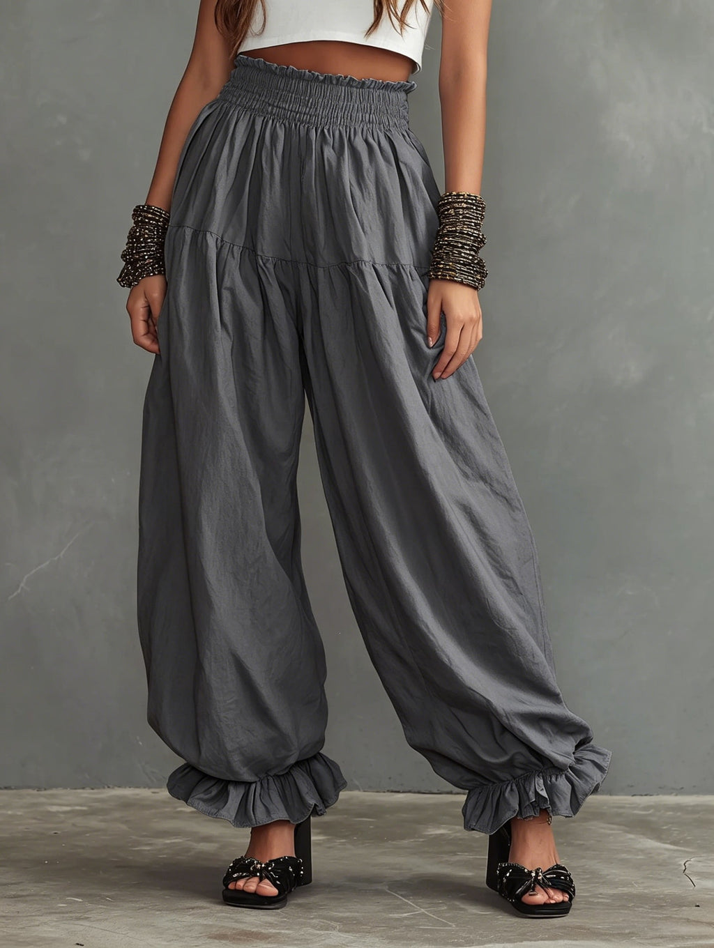 Loose Fit High Waist Stoffhose