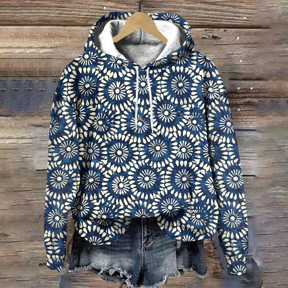 Blumiger Designer-Hoodie für den Herbst