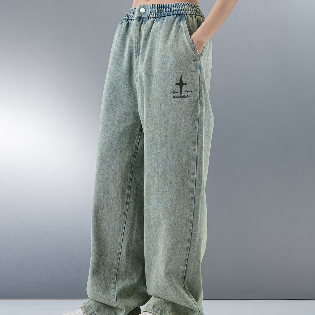 Lockere Retro-Hose mit breitem Bein