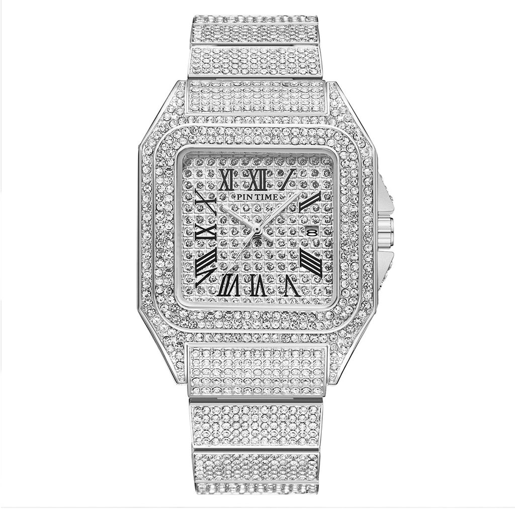 PINTIME Quarzuhr quadratisch mit Strasssteinen – Bild 6 | LuxeStyle