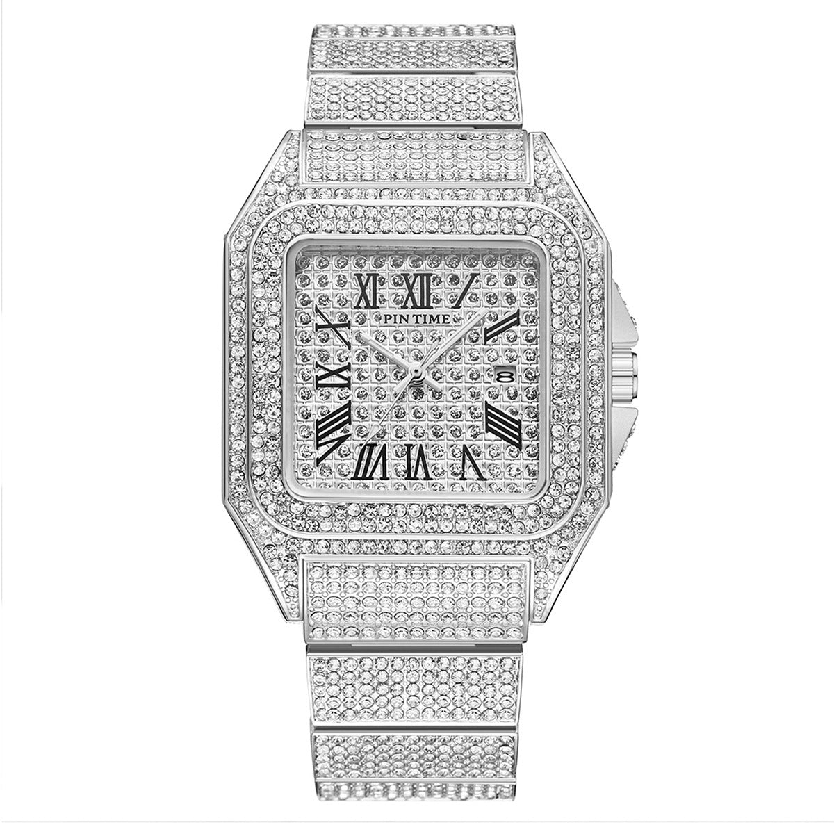 PINTIME Quarzuhr quadratisch mit Strasssteinen – Bild 6 | LuxeStyle