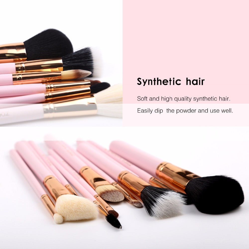 Make-up Pinselset mit 12 Synthetikhaarpinseln
