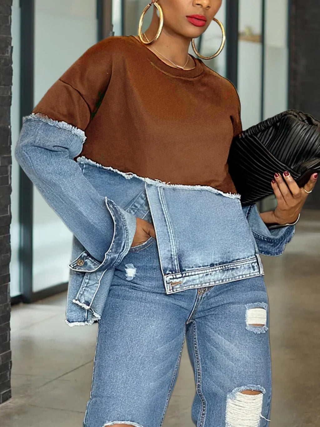 Color-Blocked Minimalistisches Top für Damen