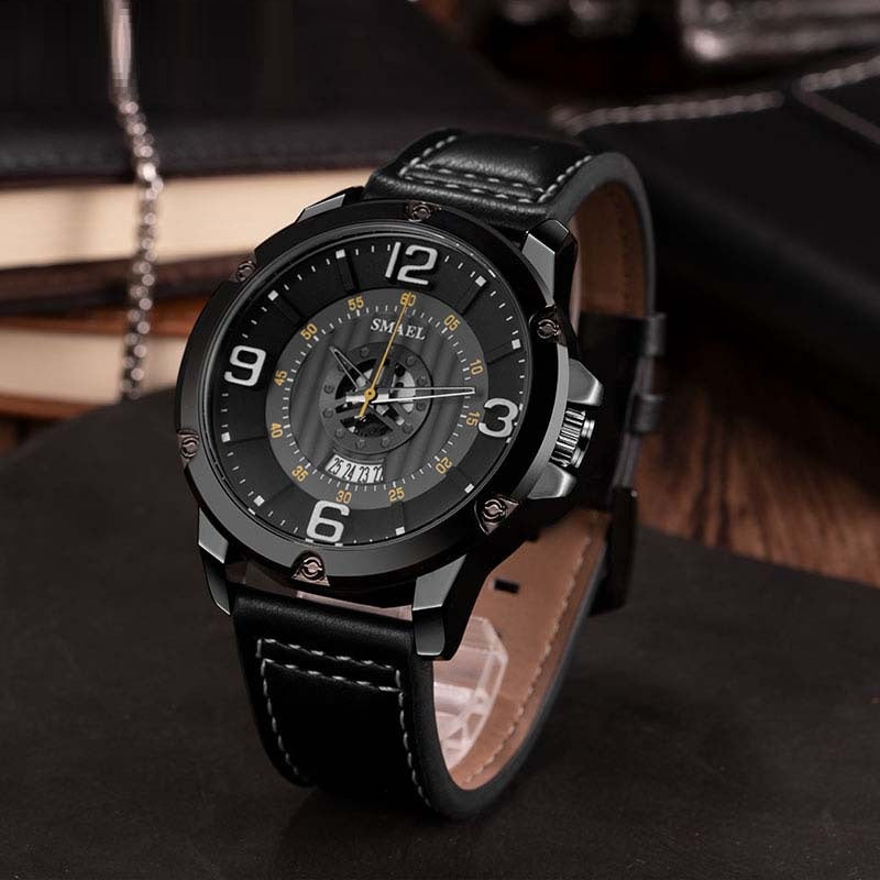 Quarz-Herrenuhr mit Lederarmband und Kalender – Bild 10 | LuxeStyle