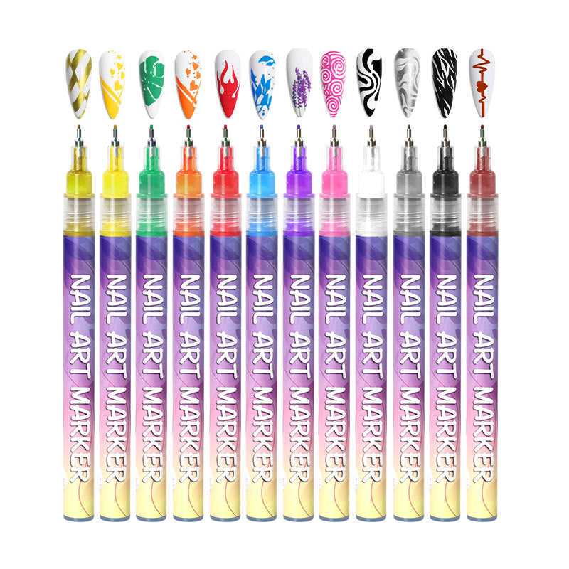 Nail Art Graffiti Pen – 12 Acrylfarben – Bild 2 | LuxeStyle