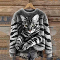 Weihnachts-Katze Crew-Neck Pullover Damen