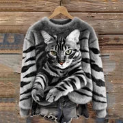 Weihnachts-Katze Crew-Neck Pullover Damen