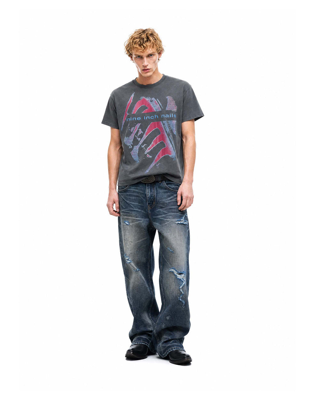 Vintage T-Shirt mit Print und Waschung