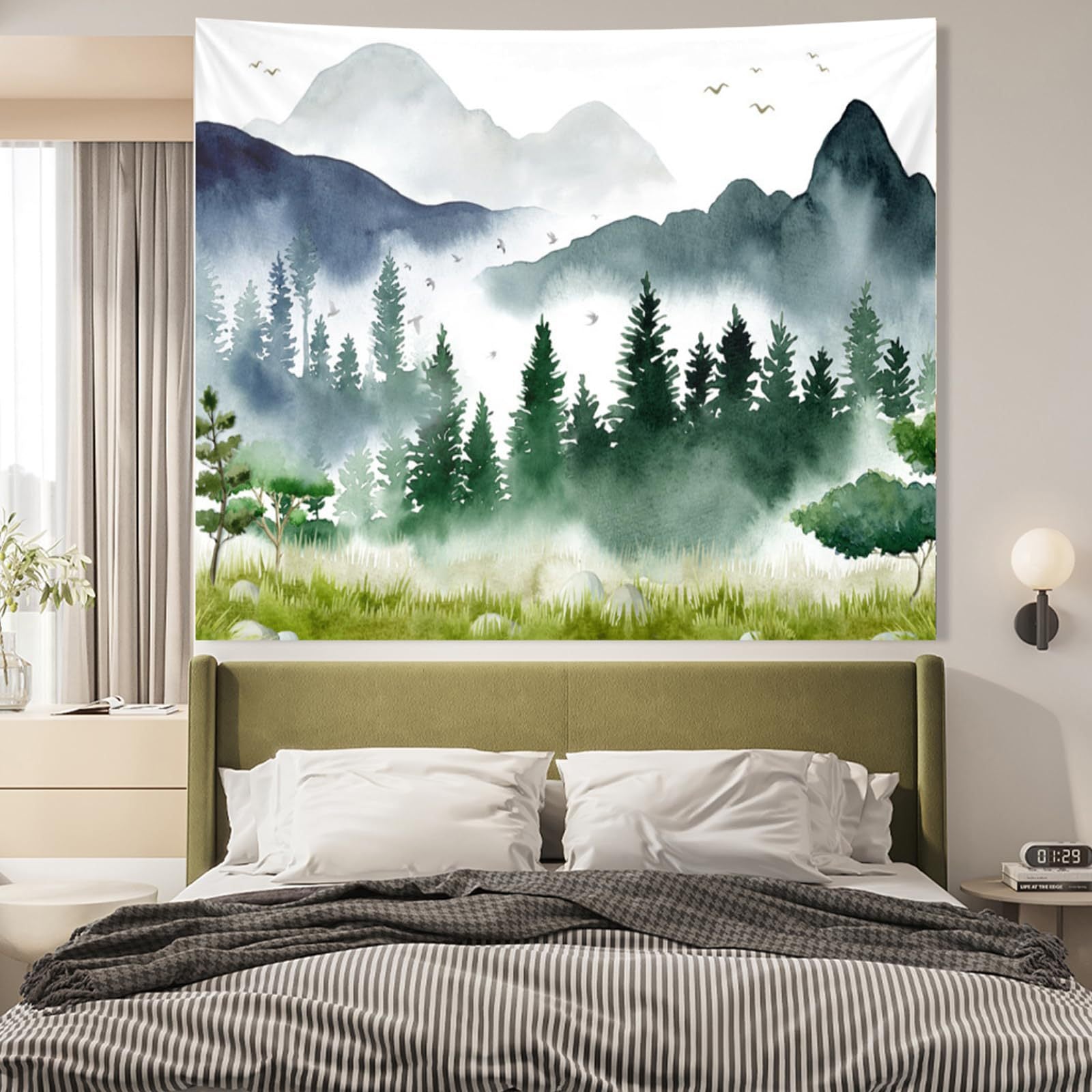 Wandbehang mit Bergnebel-Muster