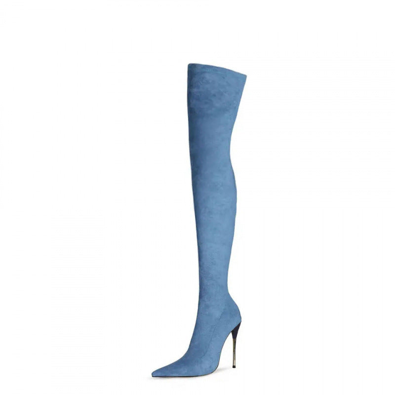 Overknee-Stiefel aus Wildlederimitat