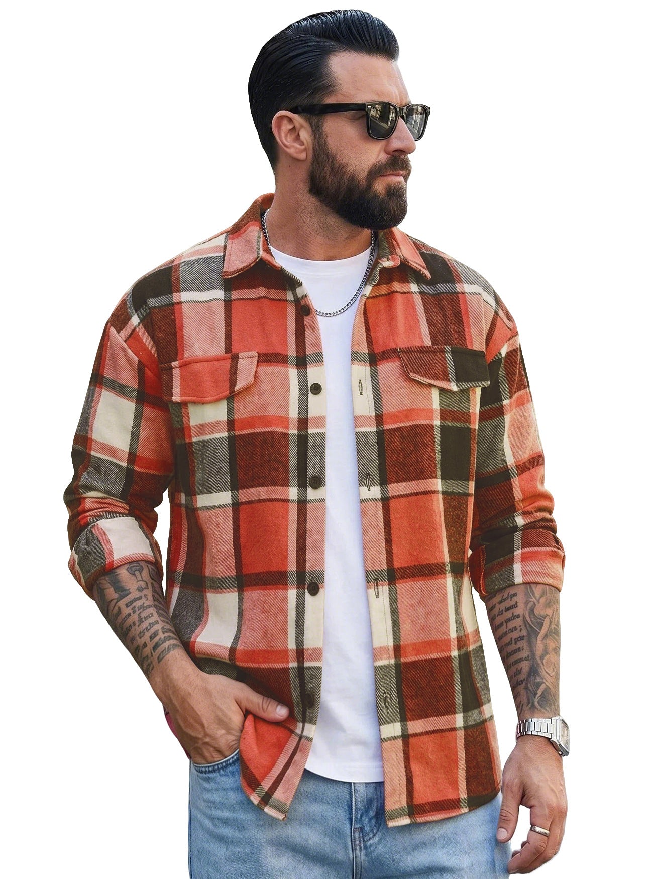 Herren Cardigan mit Reverskragen und Karomuster