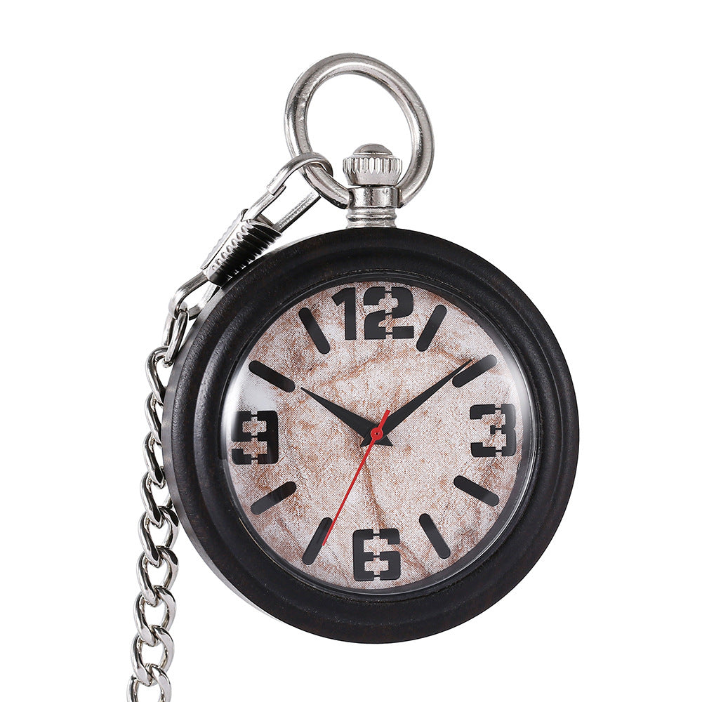 Holz-Taschenuhr mit rauer Kette