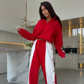 Sportlicher Color-Block Cardigan und Hose Set