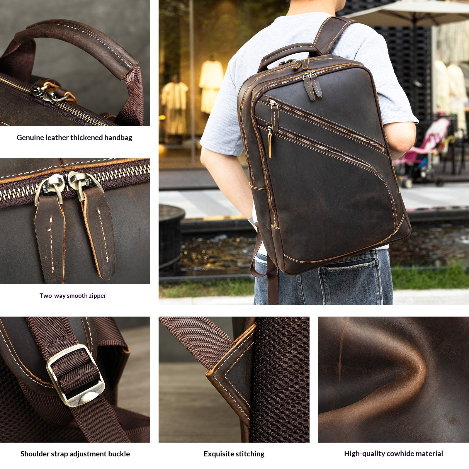 Rucksack aus Crazy Horse Leder für Herren