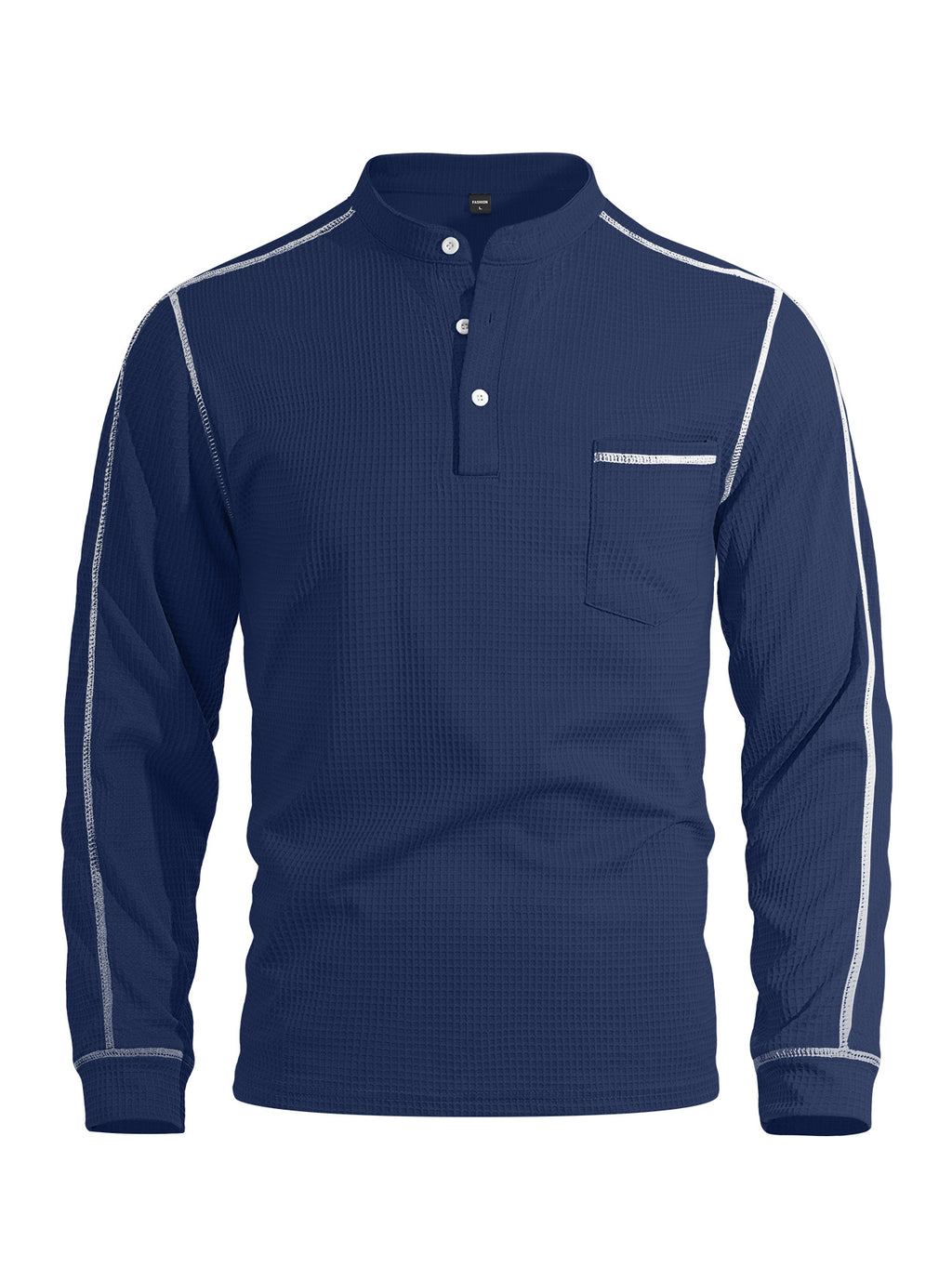 Herren-Henley «Waffle» · Waffelstrick, Langarm