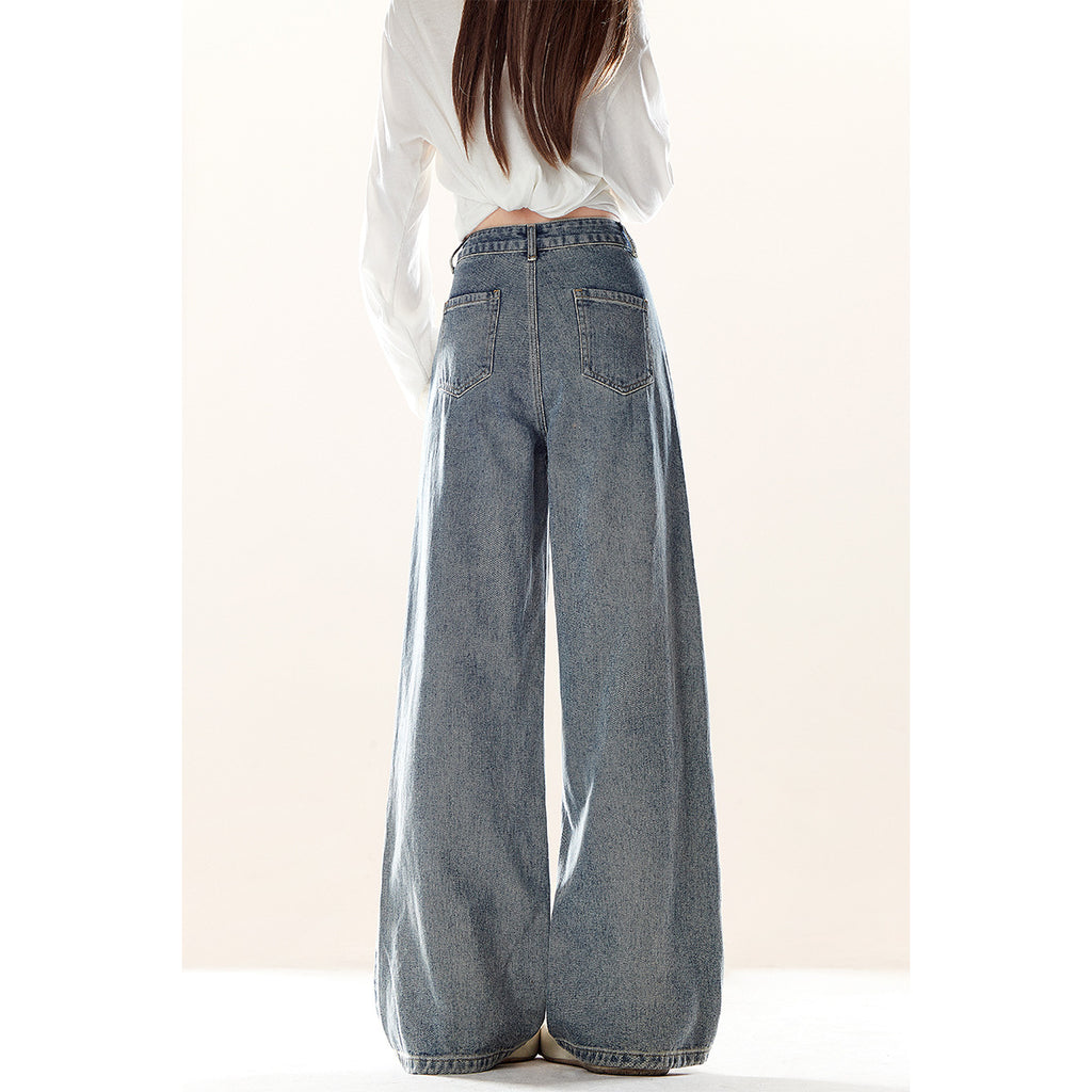 Rustikale Bestickte Denim Jeans mit Hundemotiv