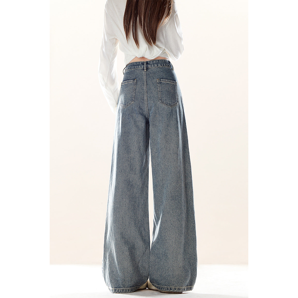 Rustikale Bestickte Denim Jeans mit Hundemotiv