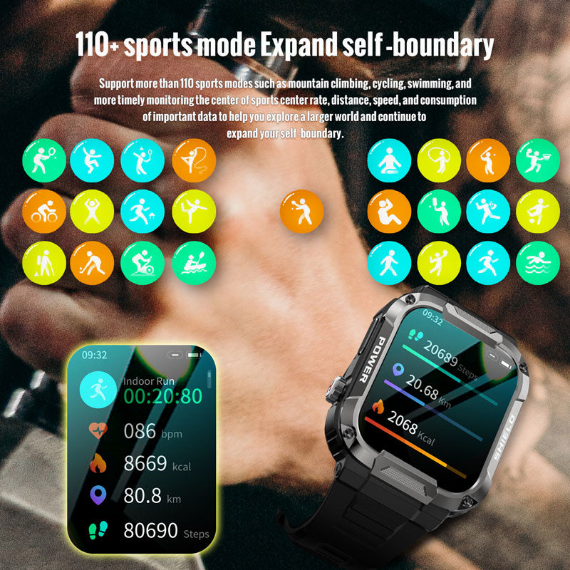 Smartwatch mit Bluetooth-Anruf und Outdoor-Funktionen