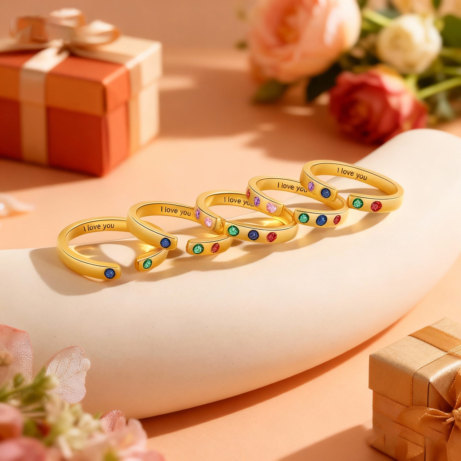 Farbenfroher Geburtsteinschmuck-Ring