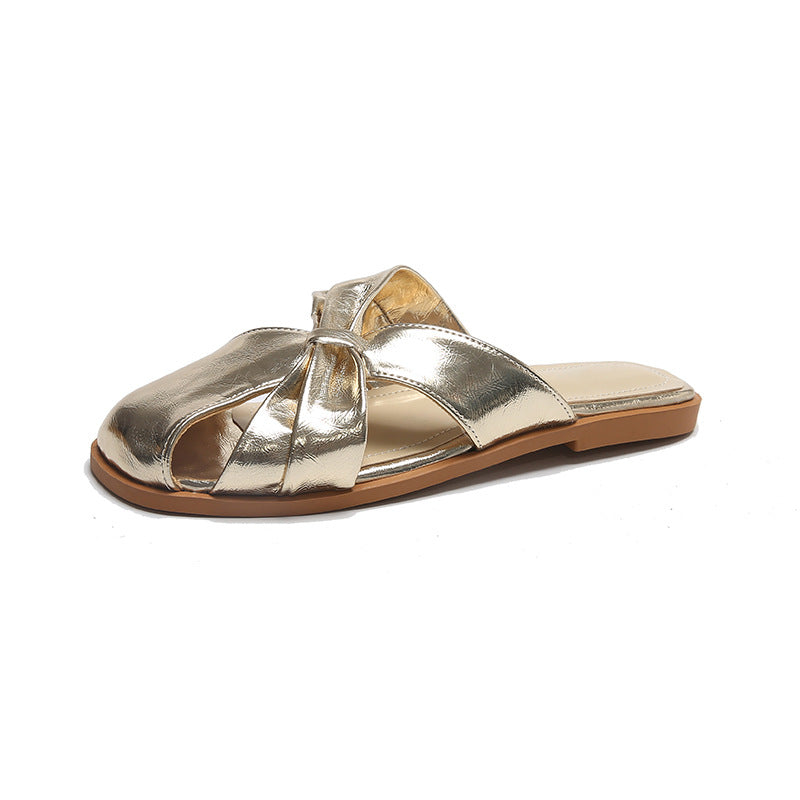 Bequeme flache Sandalen mit eckiger Zehenkappe – Bild 4 | LuxeStyle