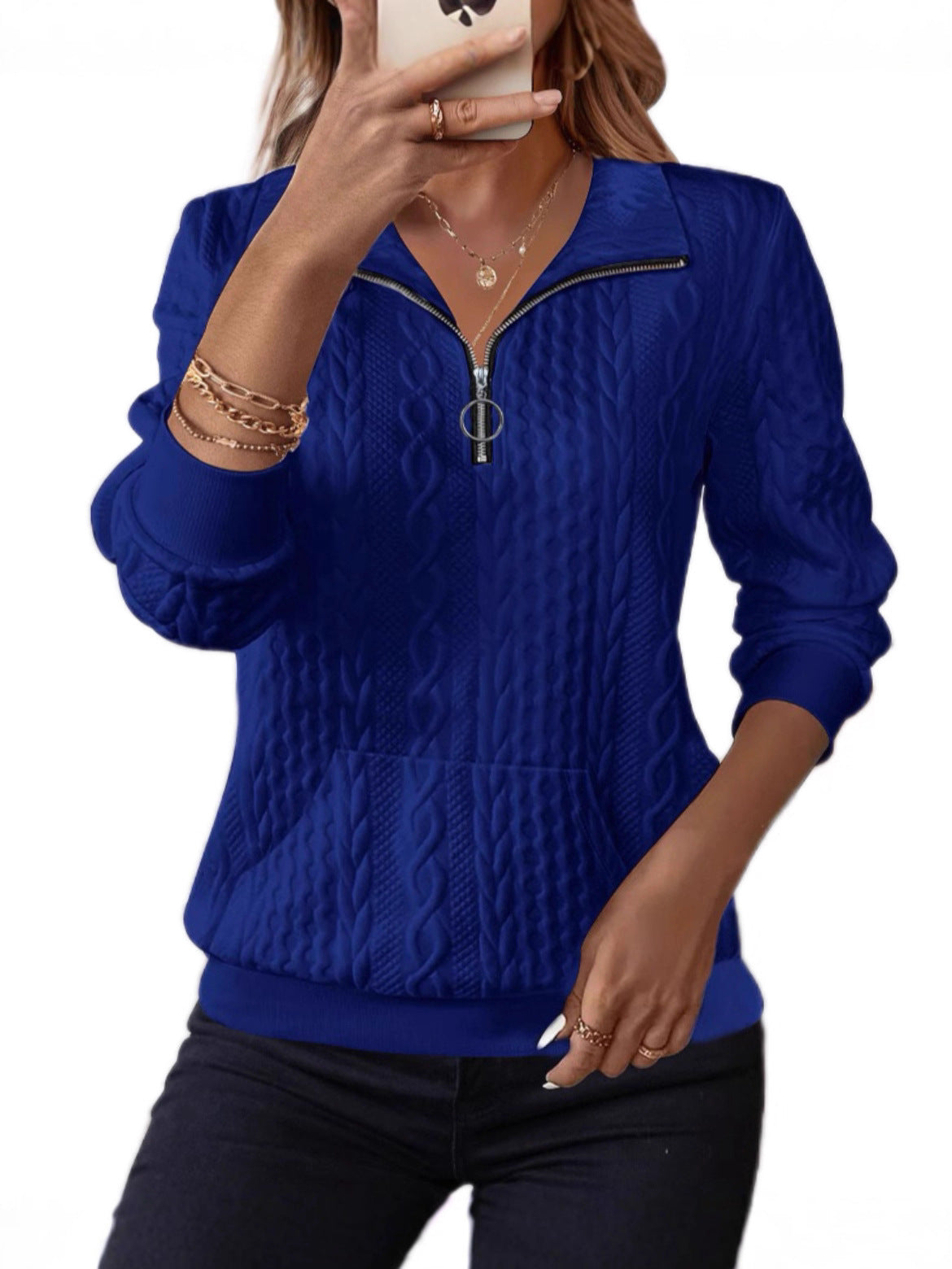 Kapuzenpullover mit halbem Reissverschluss für Damen