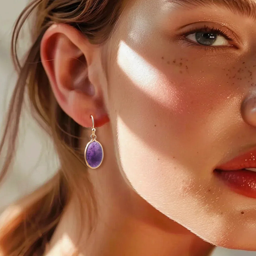 Boho-Ohrringe mit Amethyst-Anhänger