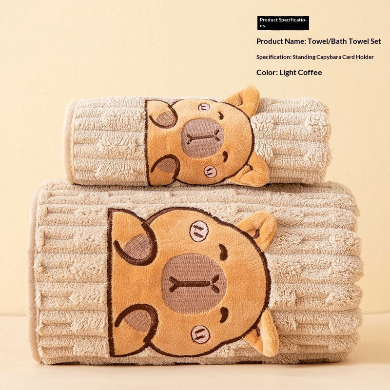 Handtuch-Set aus Coral Fleece mit Cartoon-Motiven