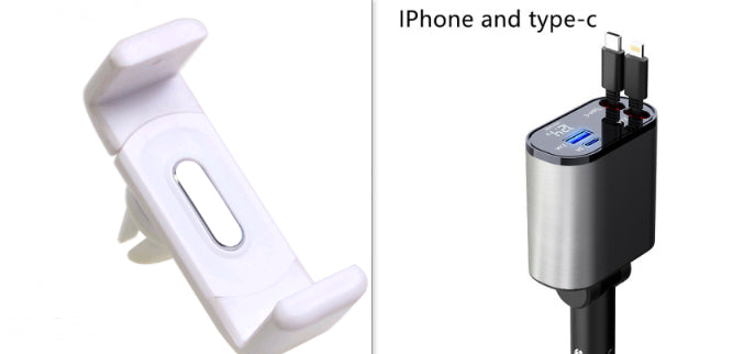 KFZ-Schnellladegerät 100W · ausziehbare Kabel USB-C & Lightning