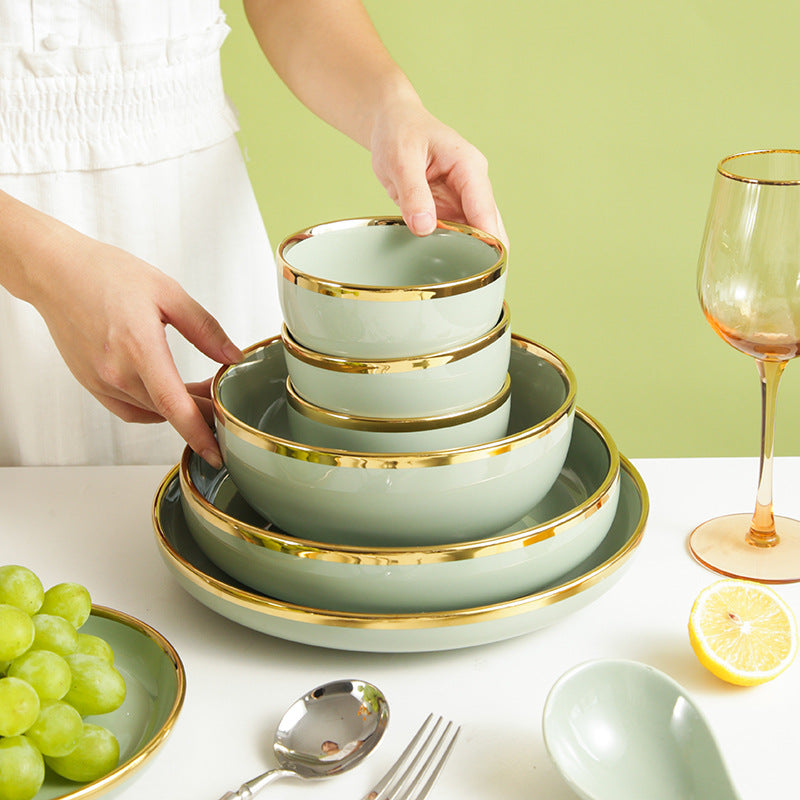 Keramik Geschirrset mit Goldrand – Bild 8 | LuxeStyle