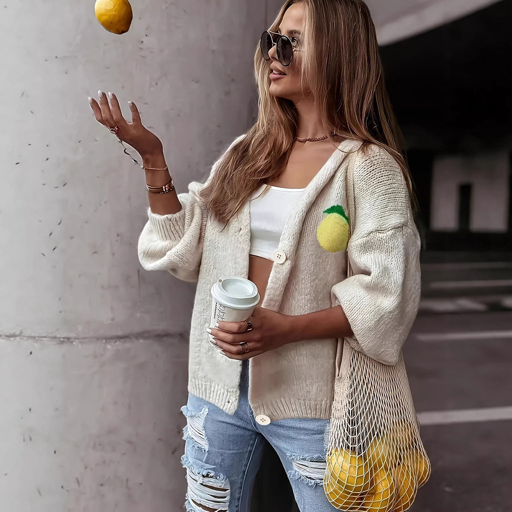 Strick-Cardigan mit Blumenmuster
