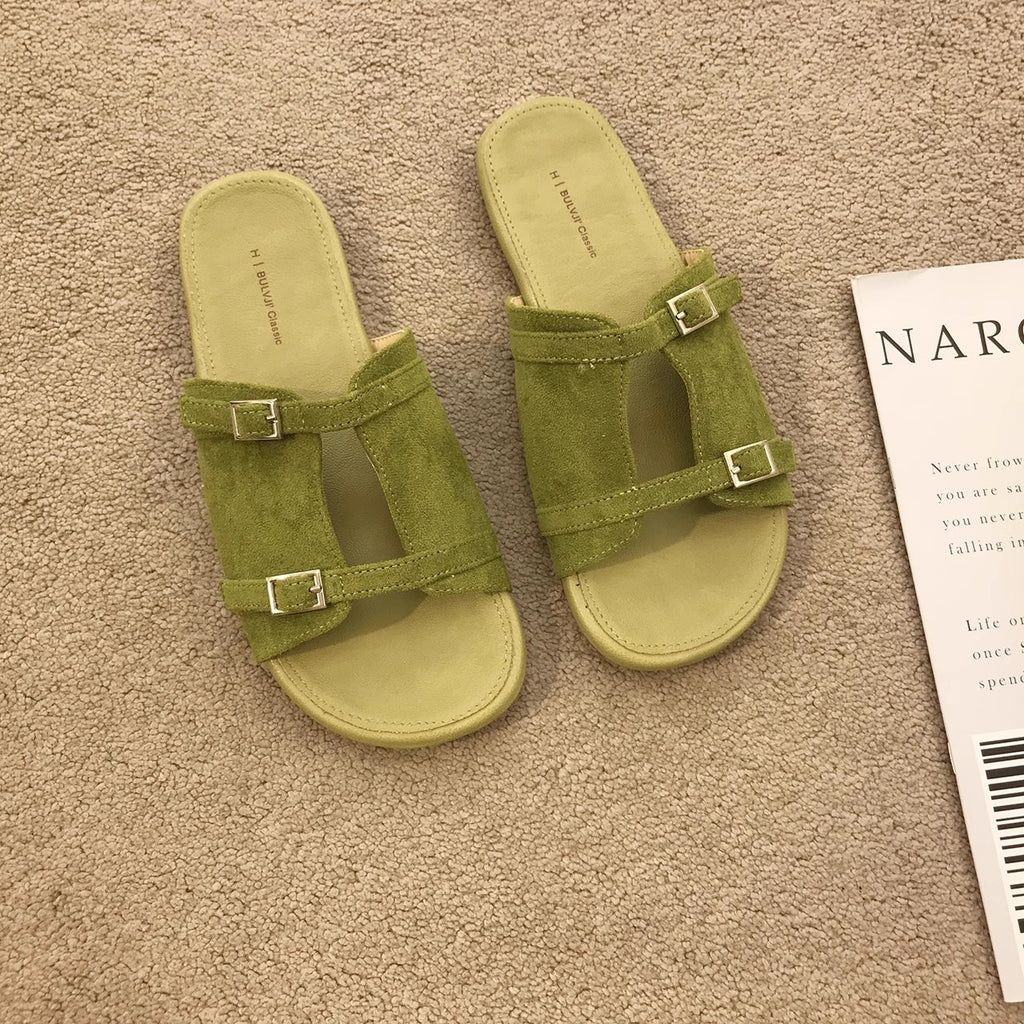 Retro-Sandalen mit flachem Absatz