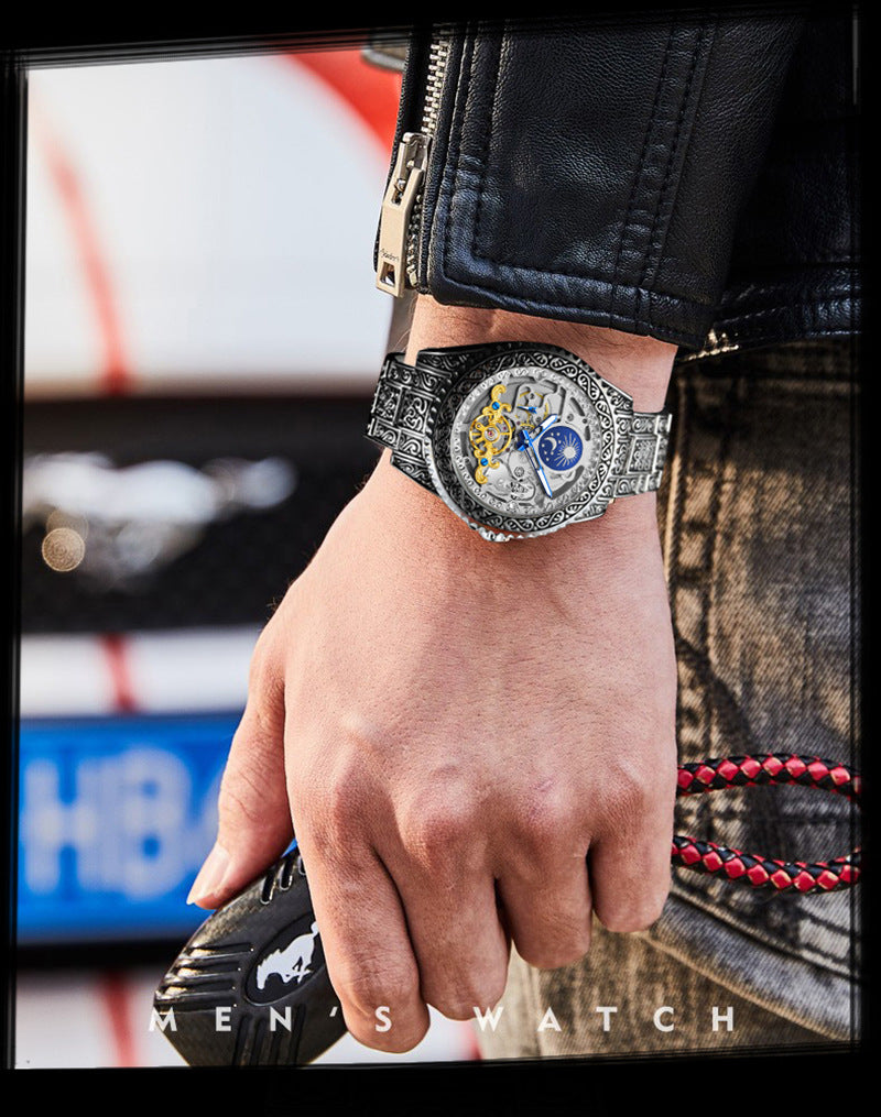 Herrenuhr im Retro-Look mit Skelett-Zifferblatt – Bild 2 | LuxeStyle