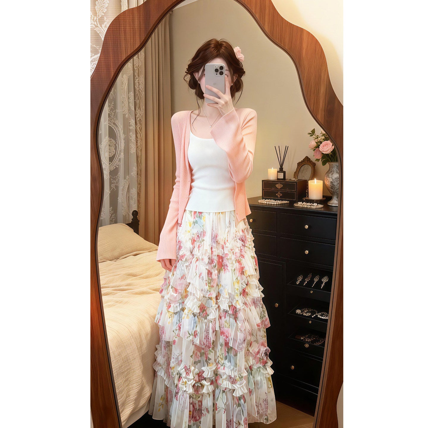 Asymmetrischer Mesh-Jupe im A-Linien-Schnitt – Ansicht 6