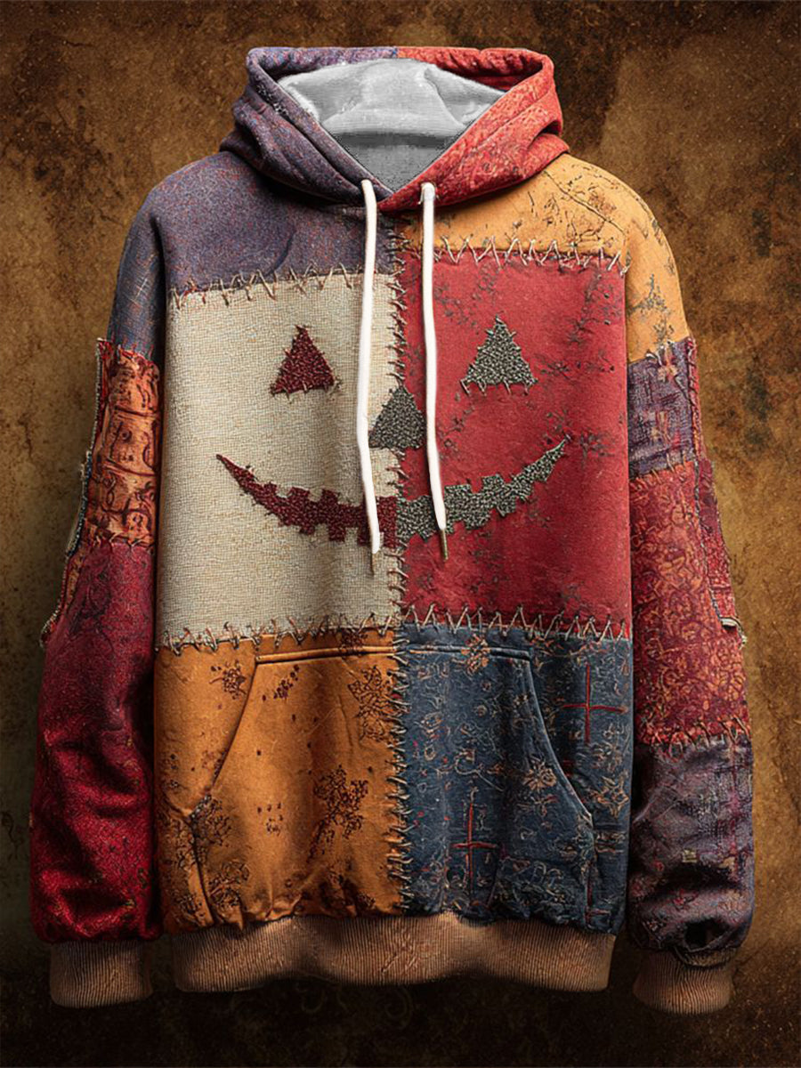 Loose-Fit Hoodie mit Patchwork-Print für Herren