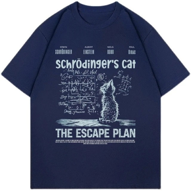 T-Shirt mit Schrödinger's Katze Print