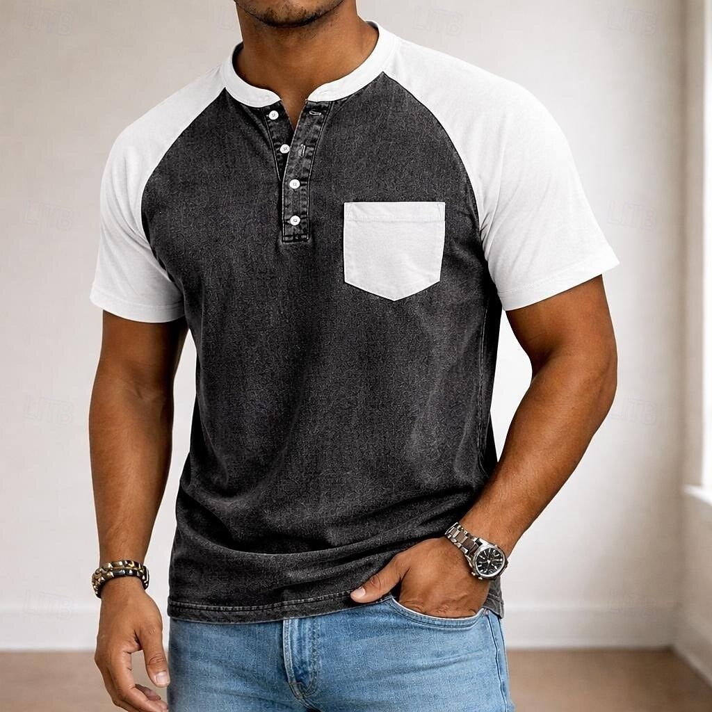 Polo-Shirt mit Henley-Kragen für Herren